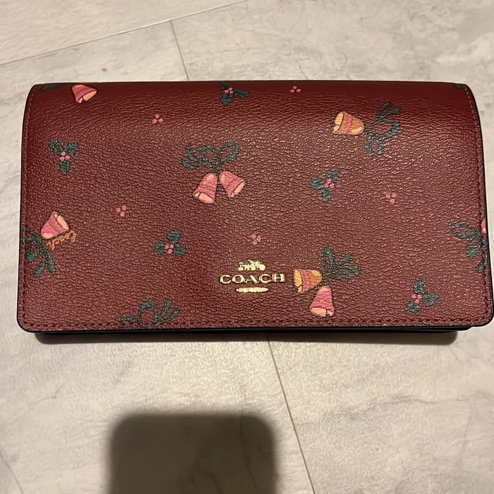 Coach Holiday Bells Crossbody bag Wallet Clutch coated canvas Collectible NWT